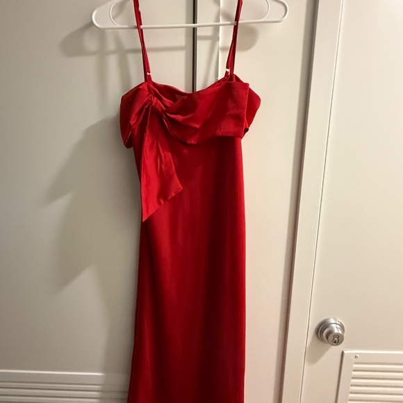 Anthropologie Midi Red dress with bow - Picture 2 of 7